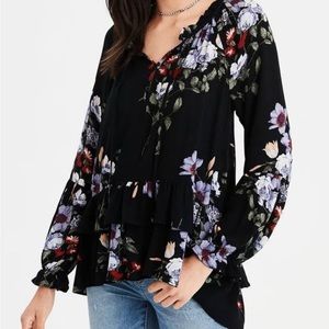 American Eagle Floral Blouse, Size M